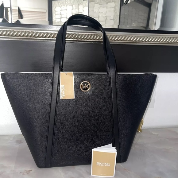 Michael Kors - Hadleigh Large Double Handle Leather Tote - Black - Picture 5 of 16